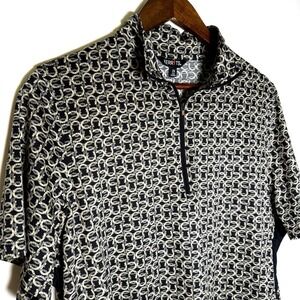 Kerrits Mens 2X Horseshoe Print Quarter Zip Equestrian Performance Shirt Black